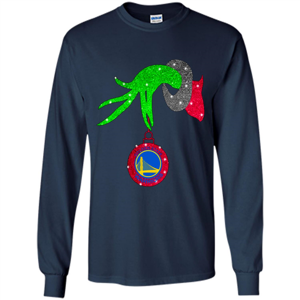GRINCH HAND HOLDING GOLDEN STATE WARRIORS GLITTER CHRISTMAS PINGPONG