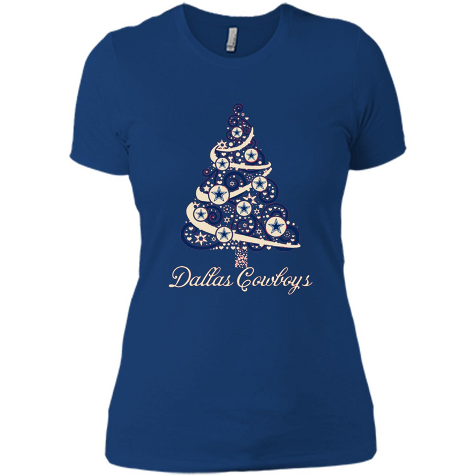 Dallas Cowboys NFL Football Team Logo Christmas Tree T-Shirt - Ladies' Boyfriend T-Shirt