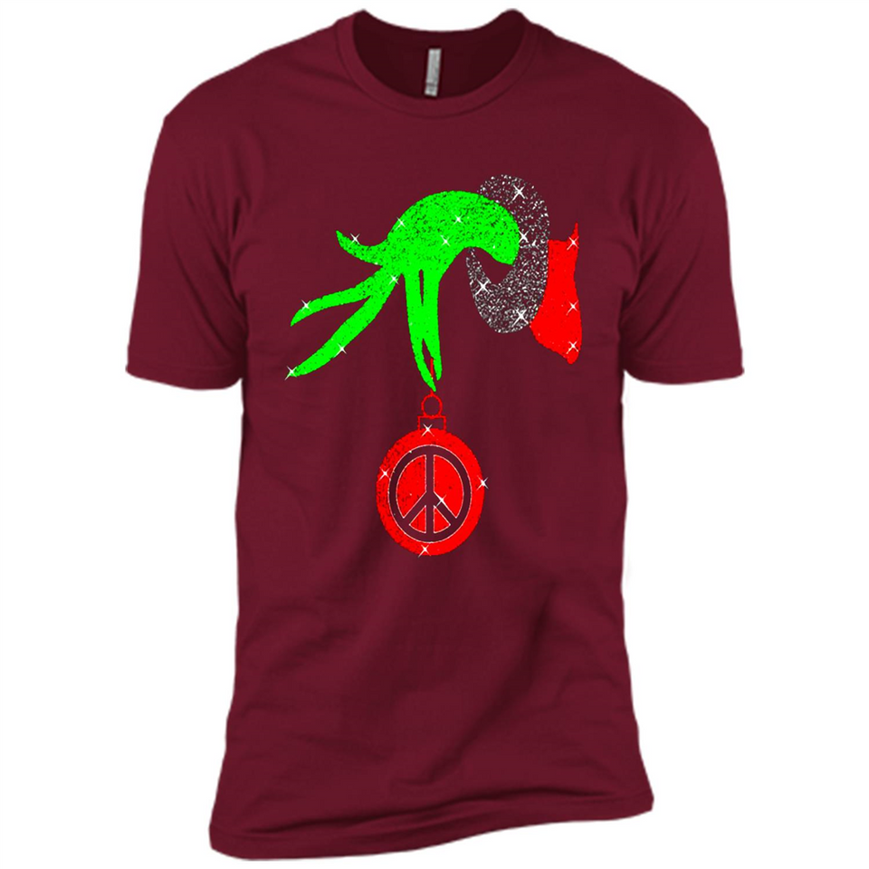 Christmas The Grinch Hand Holding Hippie Ornament - Premium Short Sleeve T-Shirt