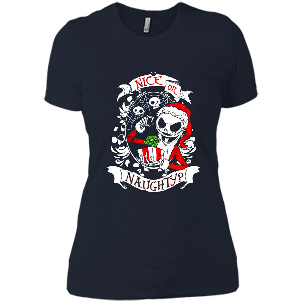 Christmas Shirt, Santa Nice Or Naughty Xmas - Ladies' Boyfriend T-Shirt
