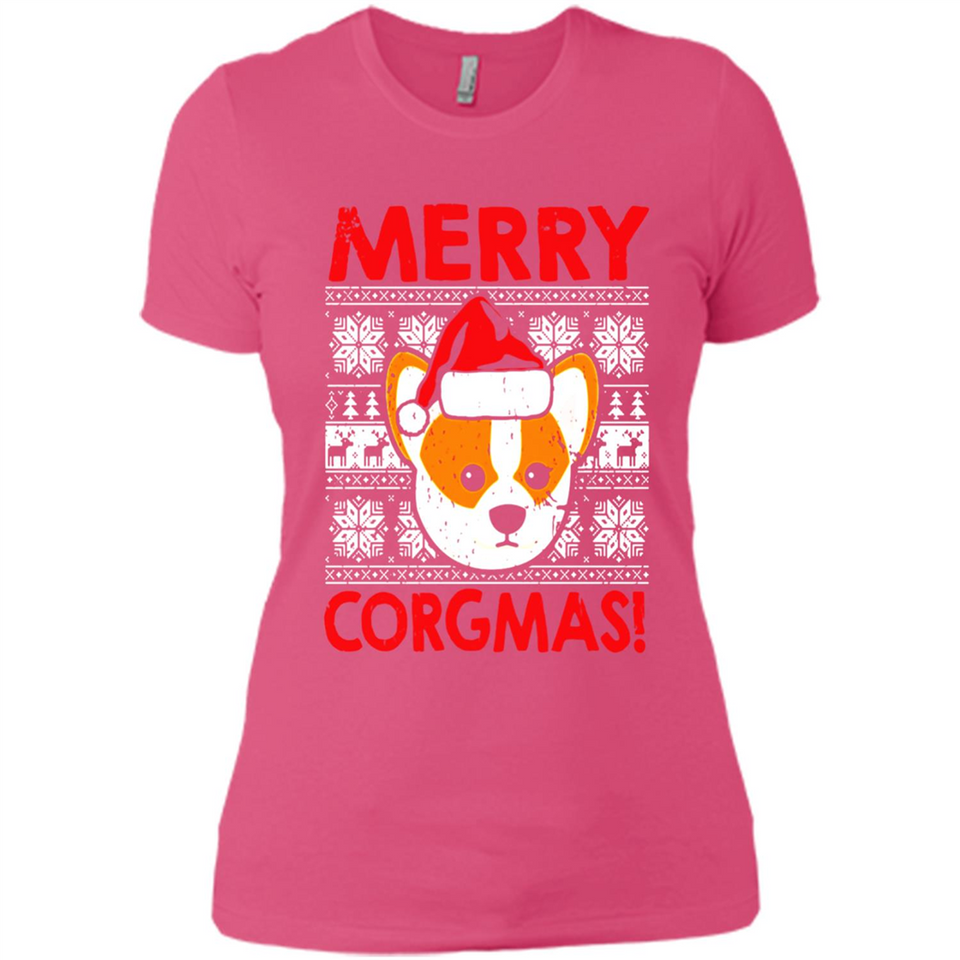 Funny Christmas Santa Corgi Dog Merry Corgmas - Ladies' Boyfriend T-Shirt