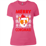 Funny Christmas Santa Corgi Dog Merry Corgmas - Ladies' Boyfriend T-Shirt