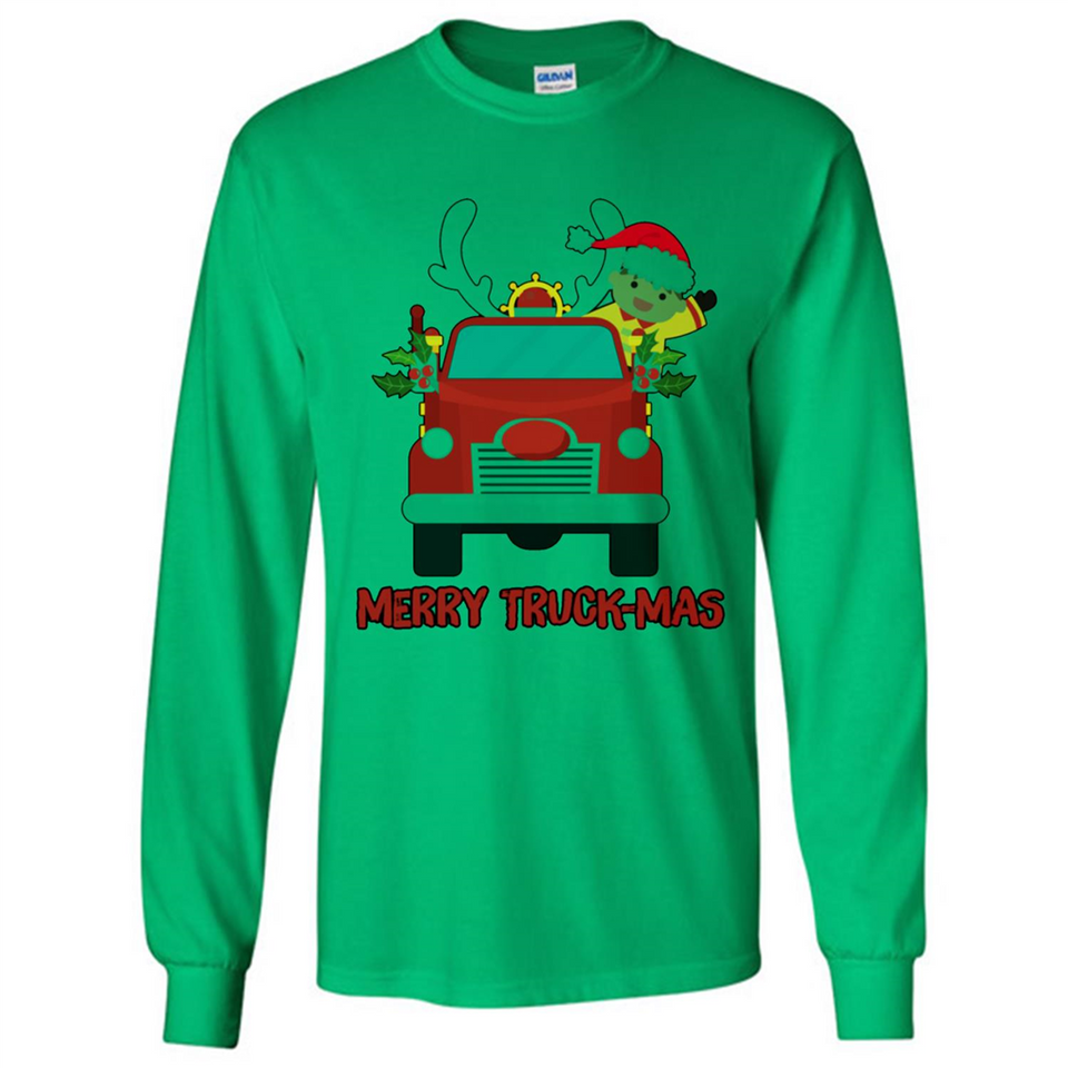 Merry Truck-Mas Christmas Fire Truck Cute Reindeer Sporty - Long Sleeve T-Shirt