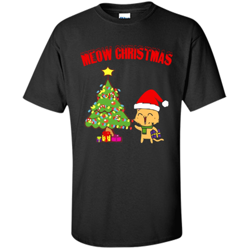 Meow merry christmas- cat and pine merry christmas - Shirt
