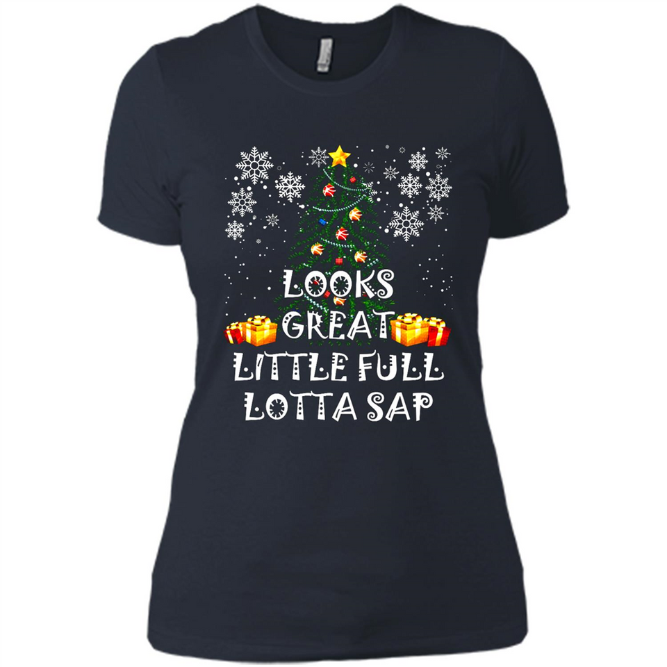 Looks Great Little Full Lotta Sap Funny Christmas Tree Mug PINGPONG - Ladies' Boyfriend T-Shirt