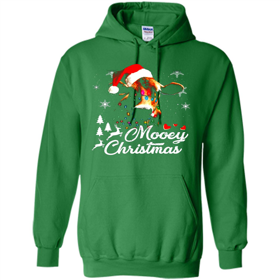 Mooey Christmas Cow Santa Christmas Lover Lights Sweatshirt - Hoodie