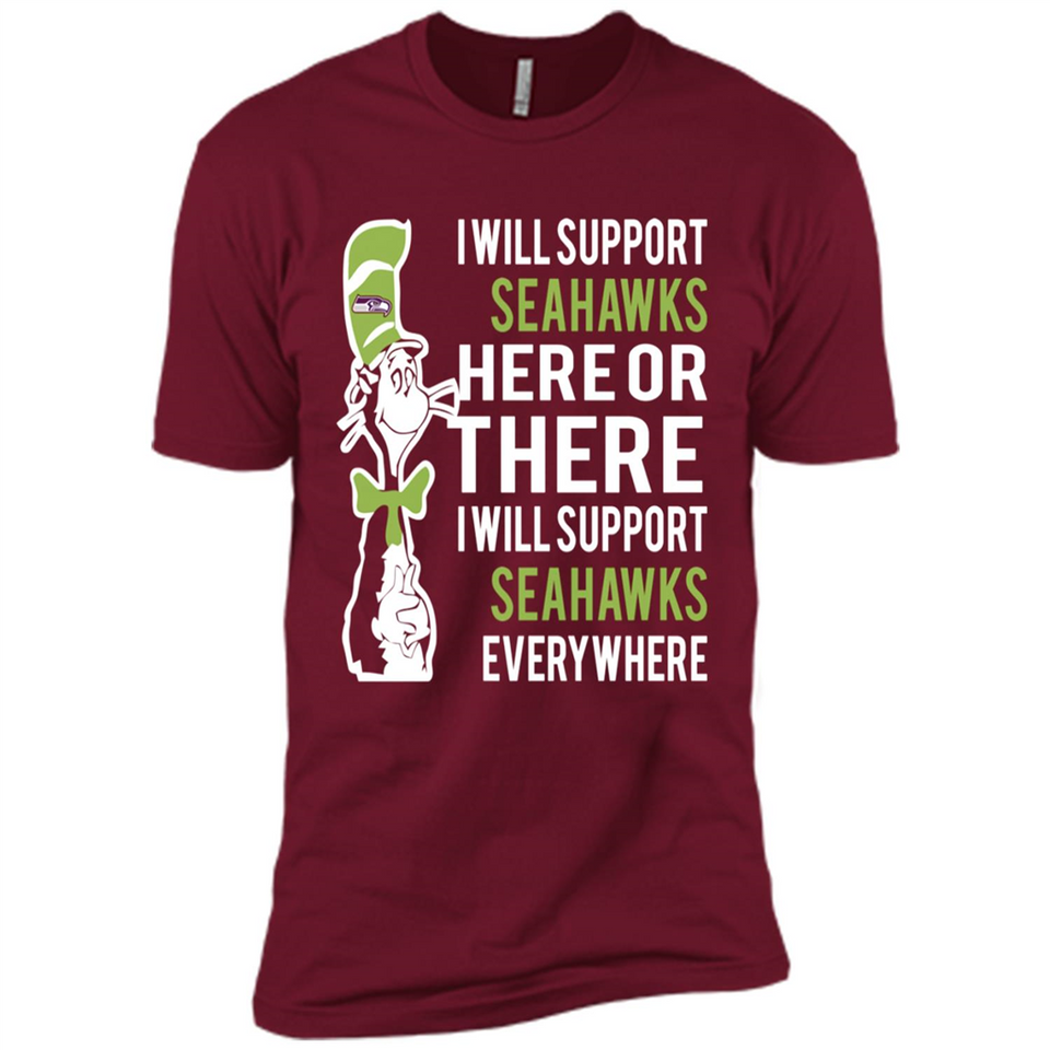 Shirt For Dr Seuss Cat And Seattle Seahawks Fans - Premium Short Sleeve T-Shirt
