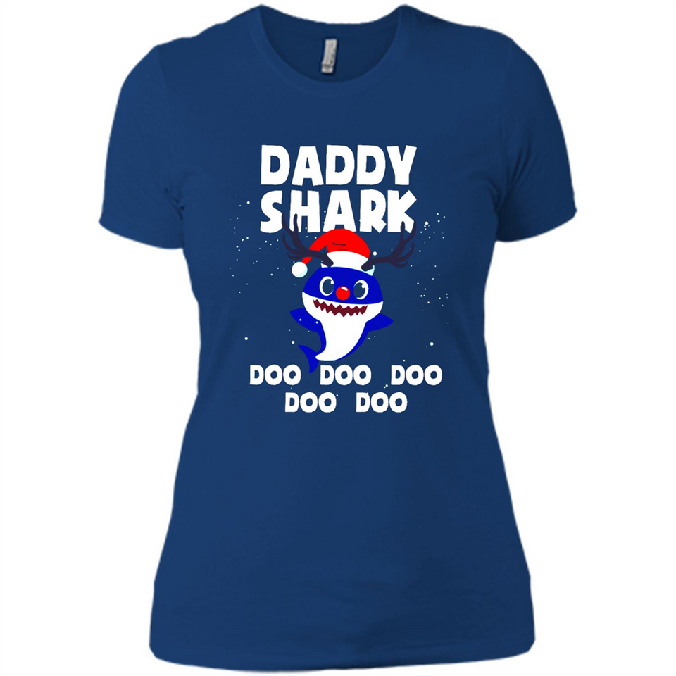 Daddy Shark Costume Reindeer Funny Christmas T-Shirt - Ladies' Boyfriend T-Shirt