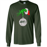 Funny Seattle Seahawks Glitter Grinch Monogram Ornament Christmas Gift - Long Sleeve T-Shirt
