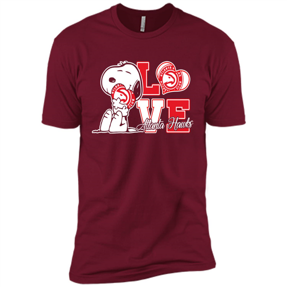 Snoopy loves NBA Atlanta Hawks - Premium Short Sleeve T-Shirt