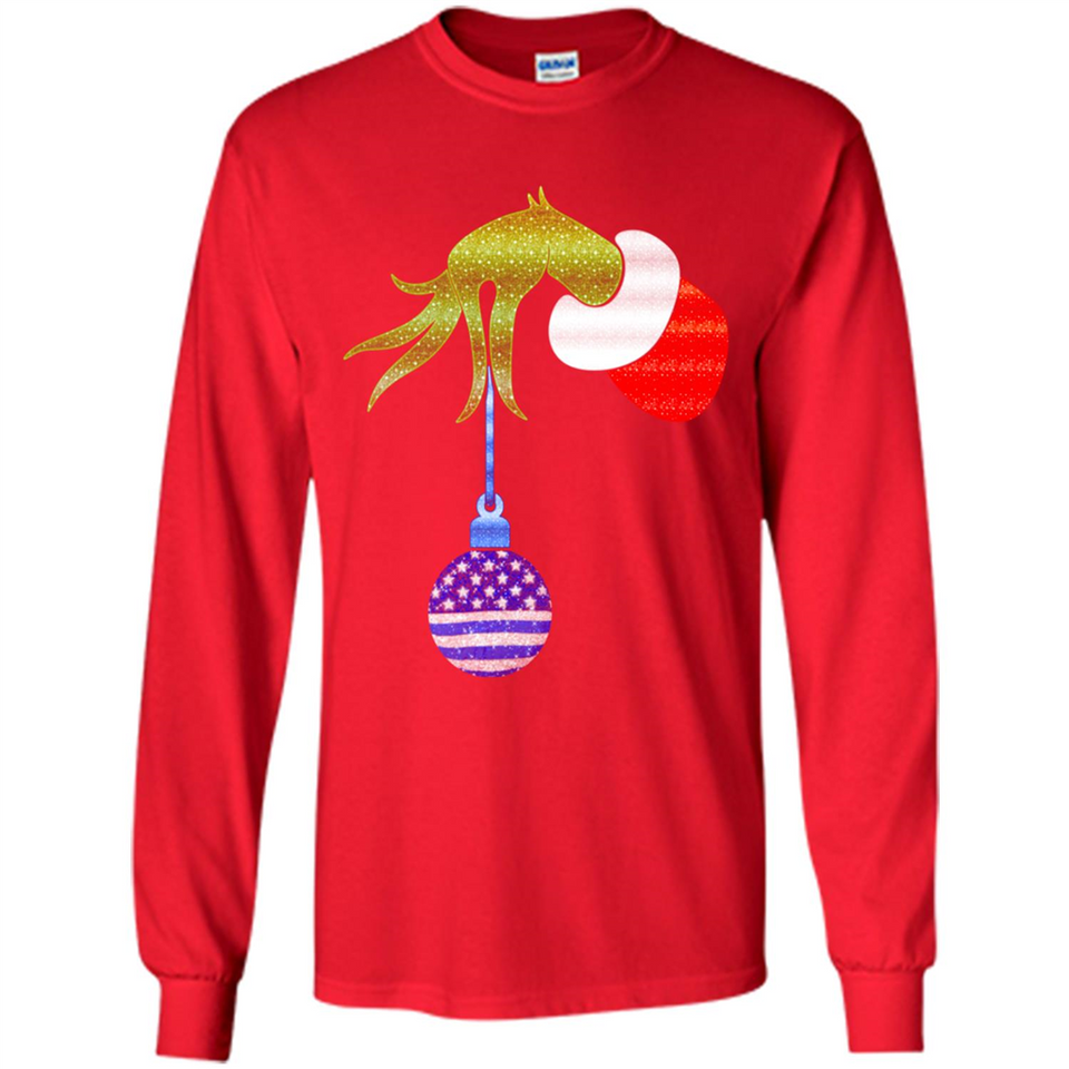 Grinch Holding American Flag ornament Christmas