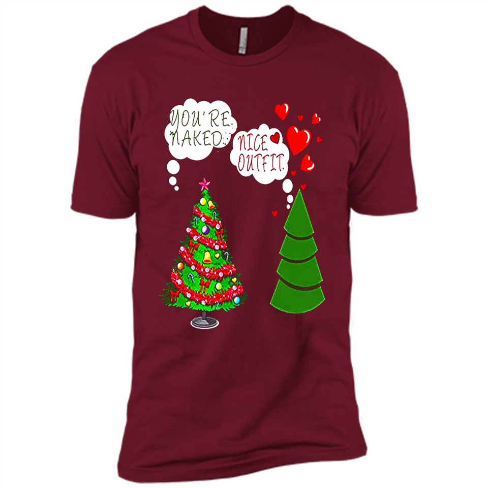 Fir Loves Christmas Tree Funny Undecorated Joke - Premium Short Sleeve T-Shirt