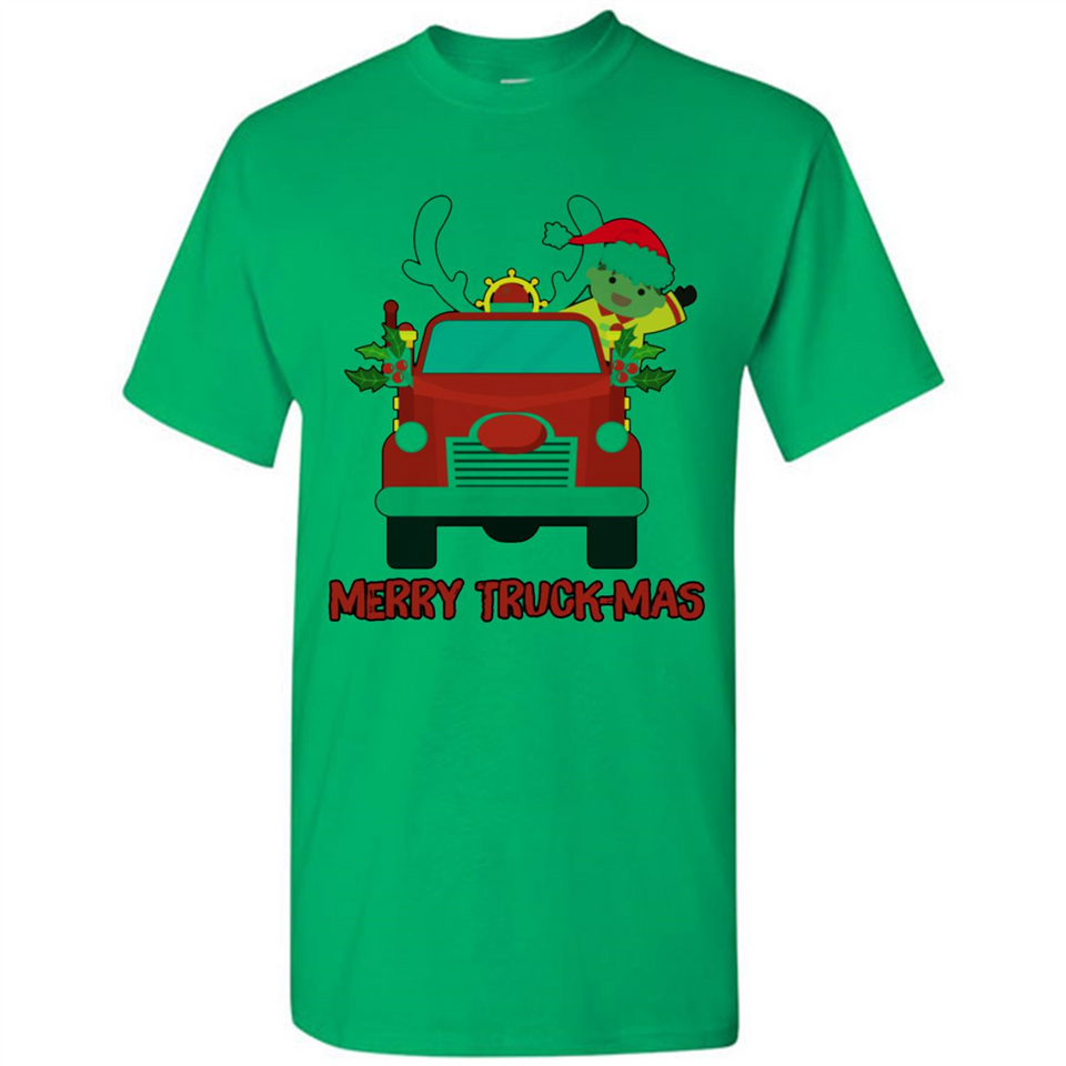 Merry Truck-Mas Christmas Fire Truck Cute Reindeer Sporty - Shirt