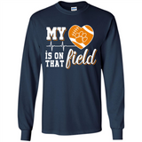 Clemson Tiger Paw Football My Heart is on that Field - Long Sleeve T-Shirt