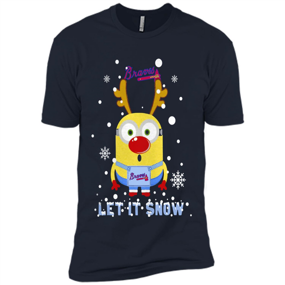 Minion Atlanta Braves Ugly Christmas Sweater Let it Snow - Premium Short Sleeve T-Shirt