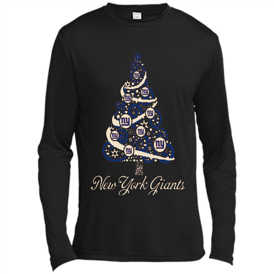 New York Giants NFL Football Team Logo Christmas Tree T-Shirt - Canvas Long Sleeve T-Shirt