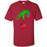 GRINCH HAND HOLDING ATLANTA BRAVES GLITTER CHRISTMAS PINGPONG