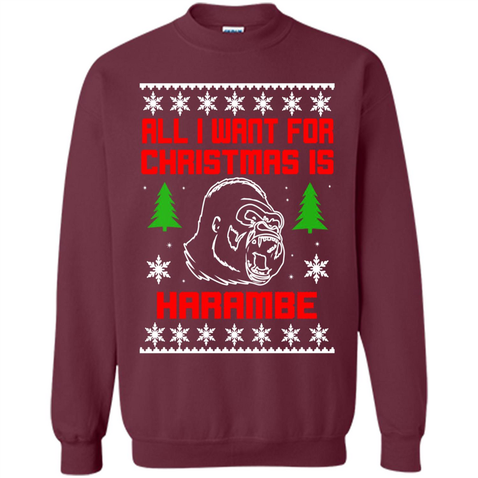 All I Want For Christmas Is HarambeT Rex Attack Reindeer ugly sweater PINGPONG
