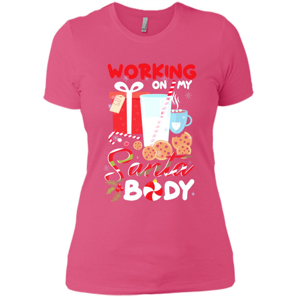 Working On My Santa Body Funny Christmas Gift Sleeve Xmas - Ladies' Boyfriend T-Shirt