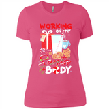 Working On My Santa Body Funny Christmas Gift Sleeve Xmas - Ladies' Boyfriend T-Shirt
