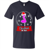Christmas In July Flamingo Snow Globe Santa Hat - Men's V-Neck