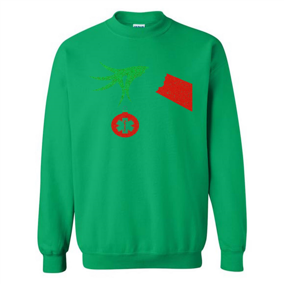 Funny Grinch Hand holding Doctor ornament Christmas Sporty T-Shirt - Sweatshirt
