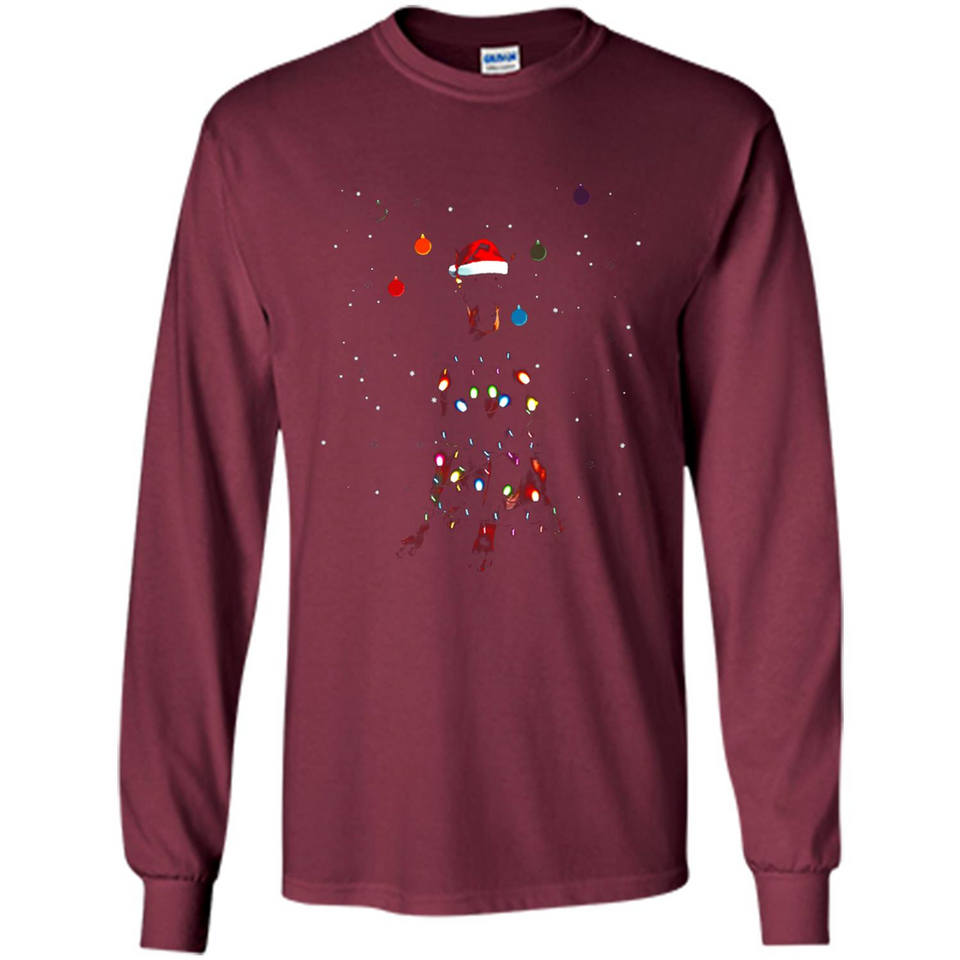 Doberman Santa Lights Christmas Dog Xmas Sweatshirt - Long Sleeve T-Shirt