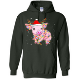 Christmas Lights Pig Wearing Santa Hat Funny Xmas - Hoodie