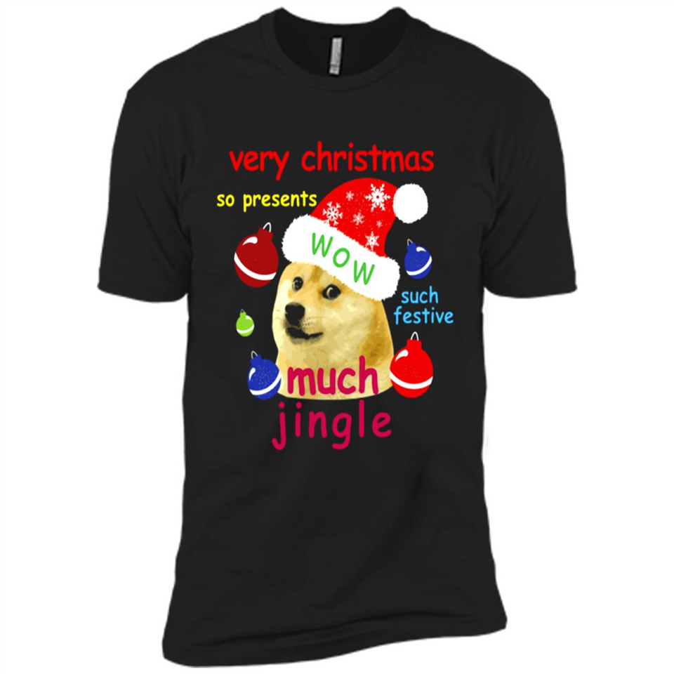 Christmas Doge Meme Shirts Funny Santa Shiba Inu Dog - Premium Short Sleeve T-Shirt