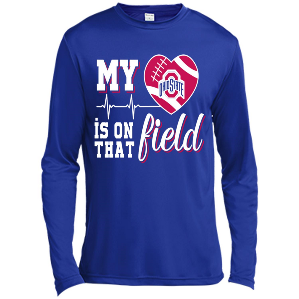 Ohio State Buckeyes Football My Heart is on that Field - Canvas Long Sleeve T-Shirt