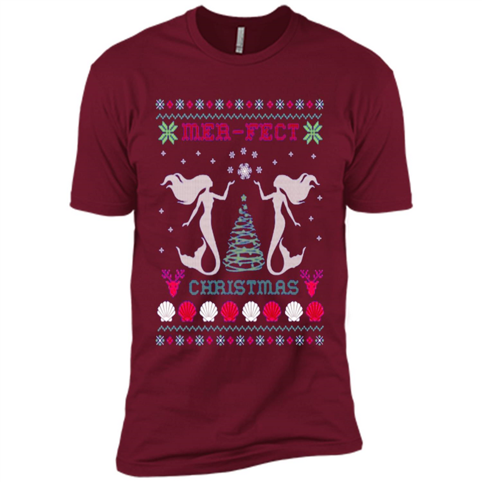 Mermaid Mer-Fect Ugly Christmas Sweater - Premium Short Sleeve T-Shirt