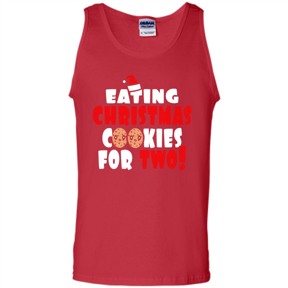 Womens Funny Eating Christmas Cookies For Two Pregnancy - Tank Top