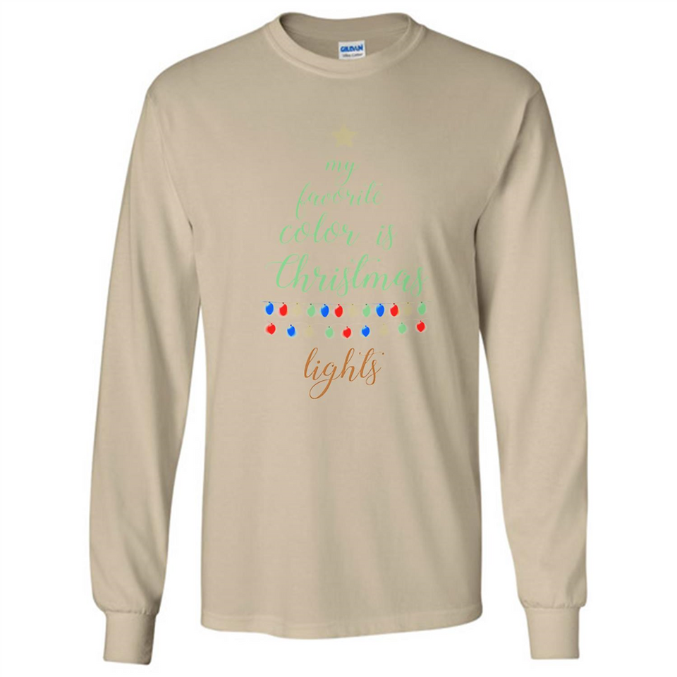 My Favorite Color is Christmas Lights Xmas Sporty T-Shirt - Long Sleeve T-Shirt