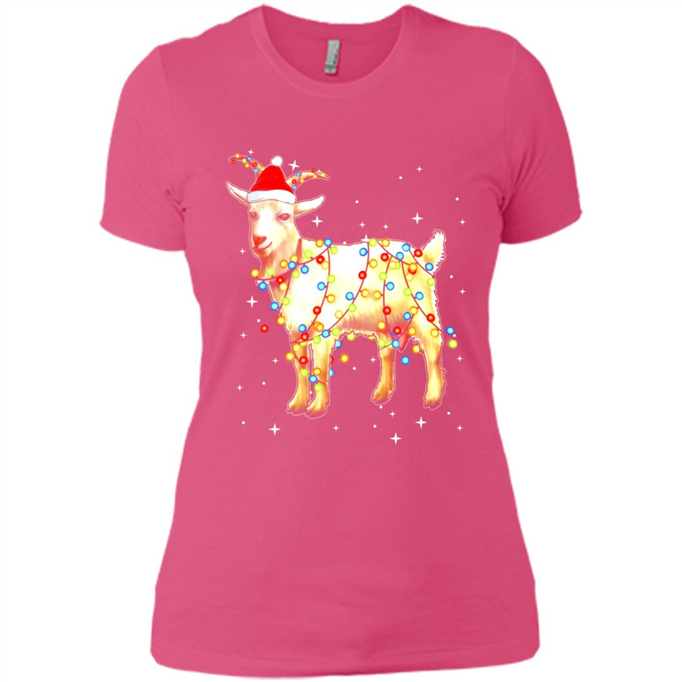 Christmas Lights Goat Wearing Santa Hat Funny Xmas - Ladies' Boyfriend T-Shirt