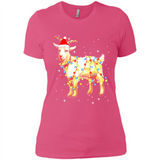 Christmas Lights Goat Wearing Santa Hat Funny Xmas - Ladies' Boyfriend T-Shirt