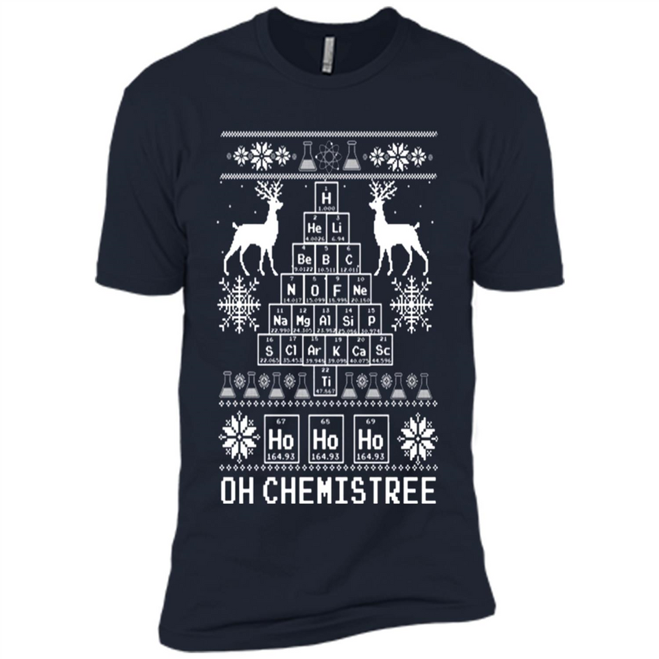 Oh Chemistry Tree Ugly Christmas Sweater - Premium Short Sleeve T-Shirt