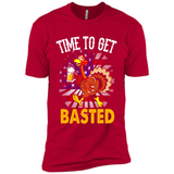 Time To Get Basted Funny Turkey Beer Thanksgiving - Premium Short Sleeve T-Shirt