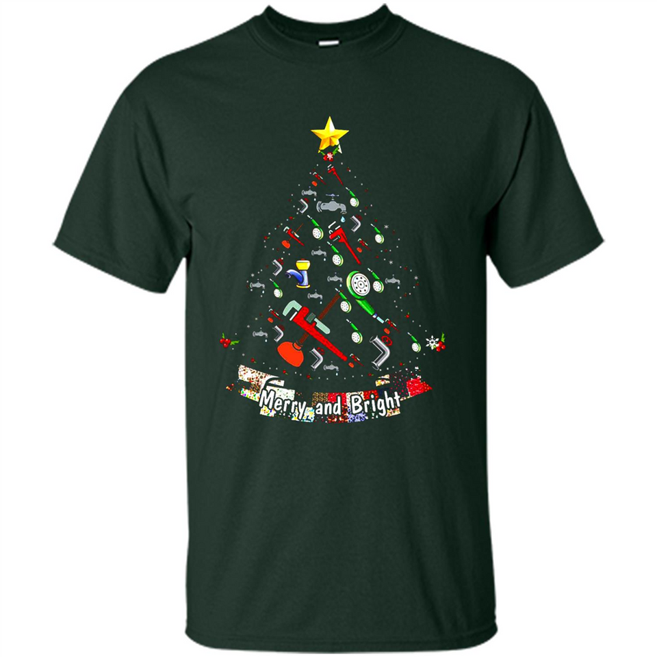 Merry And Bright Plumber Christmas Tree Shirt PINGPONG - Shirt