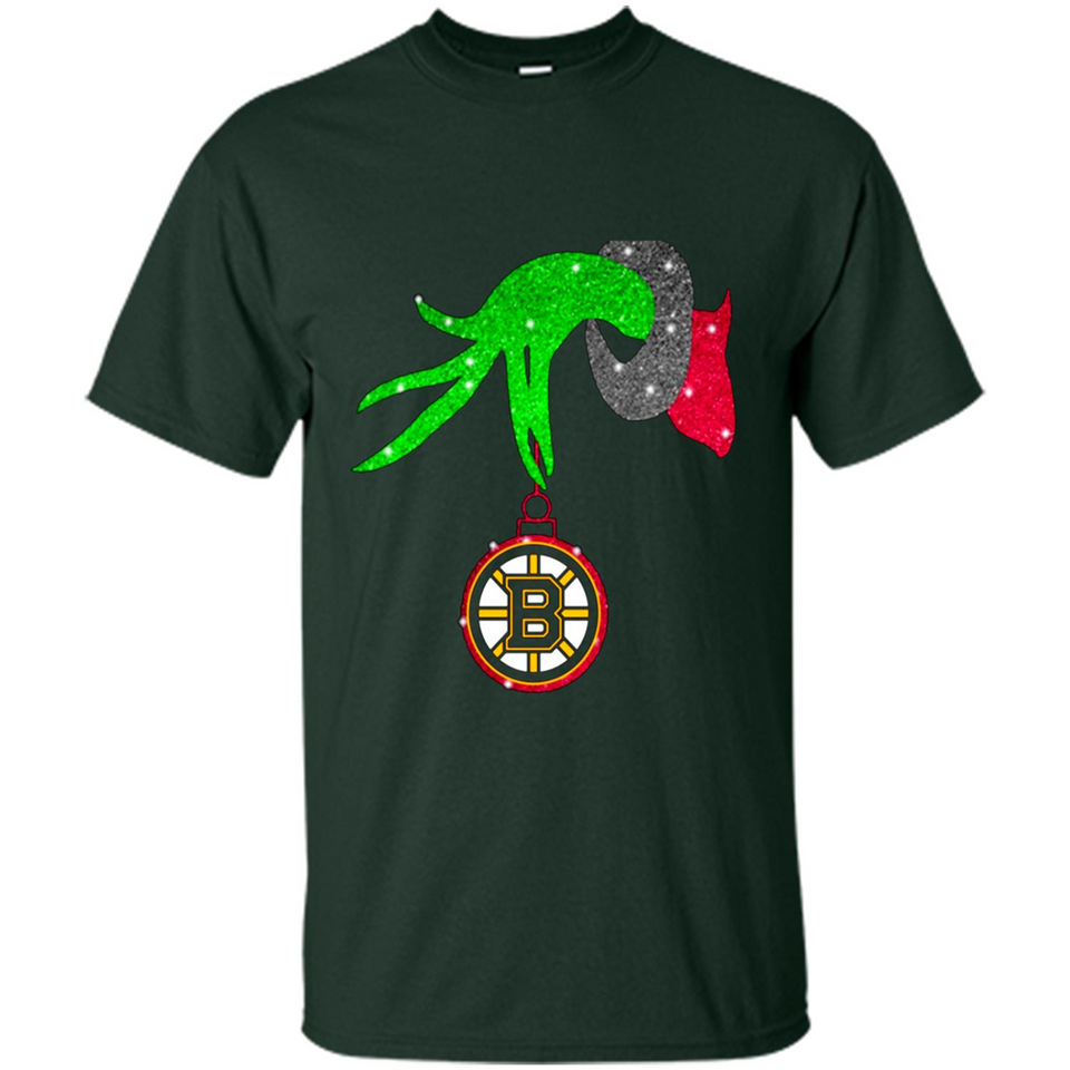 GRINCH HAND HOLDING BOSTON BRUINS GLITTER CHRISTMAS PINGPONG
