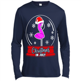 Christmas In July Flamingo Snow Globe Santa Hat - Canvas Long Sleeve T-Shirt