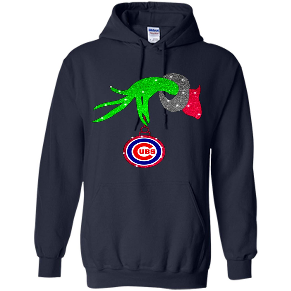GRINCH HAND HOLDING CHICAGO CUBS GLITTER CHRISTMAS PINGPONG