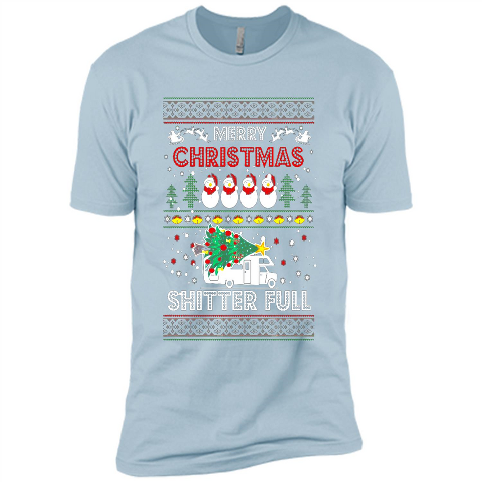 Merry Christmas Shitter Full Christmas Tree Snowman Sweater PINGPONG - Premium Short Sleeve T-Shirt