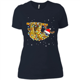 Christmas Lights Sloth Wearing Santa Hat Funny Xmas - Ladies' Boyfriend T-Shirt