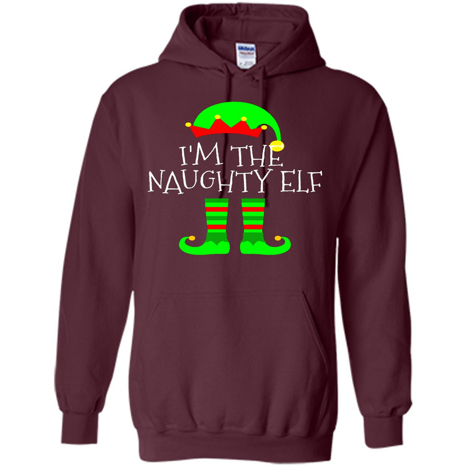 Matching Family Christmas Shirt Funny I'm The Naughty Elf Black mugs PINGPONG - Hoodie