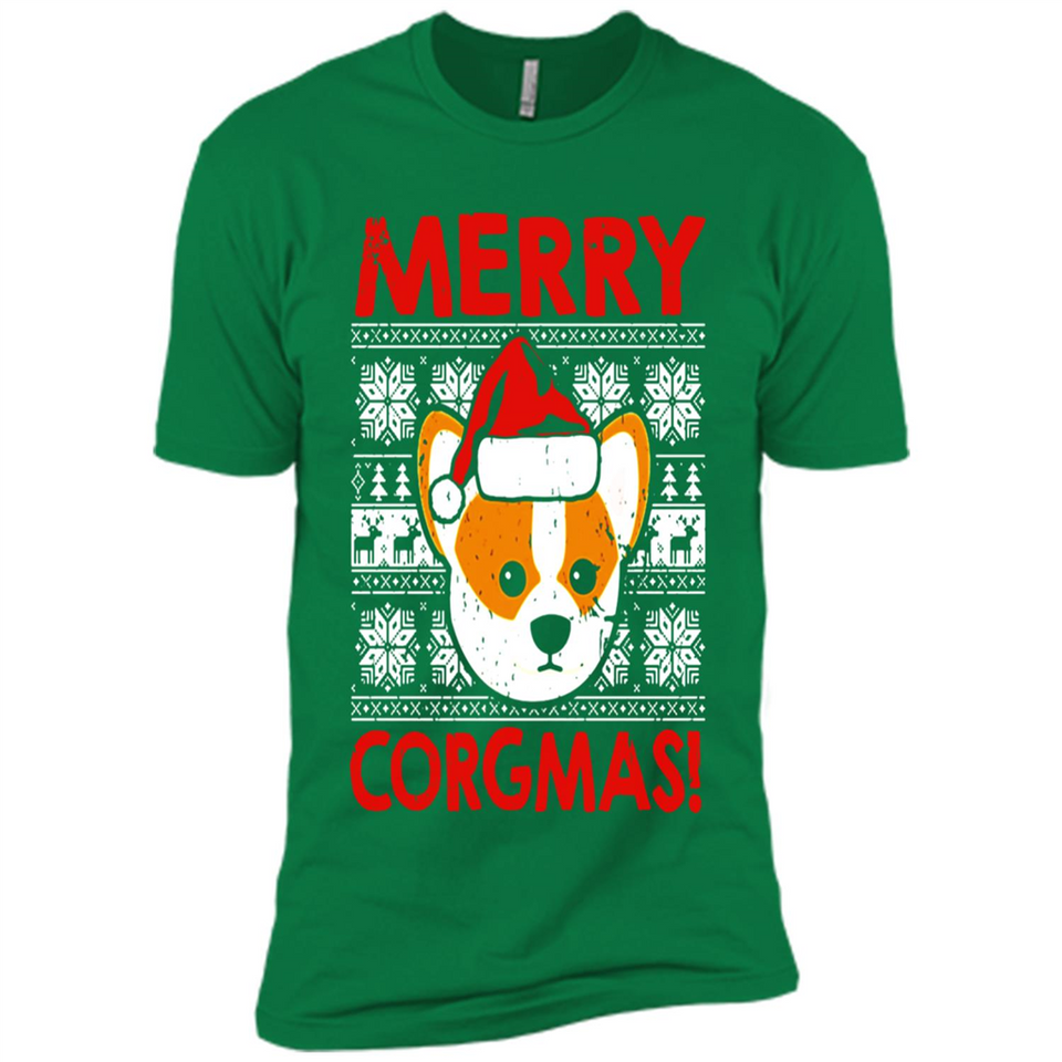 Funny Christmas Santa Corgi Dog Merry Corgmas - Premium Short Sleeve T-Shirt