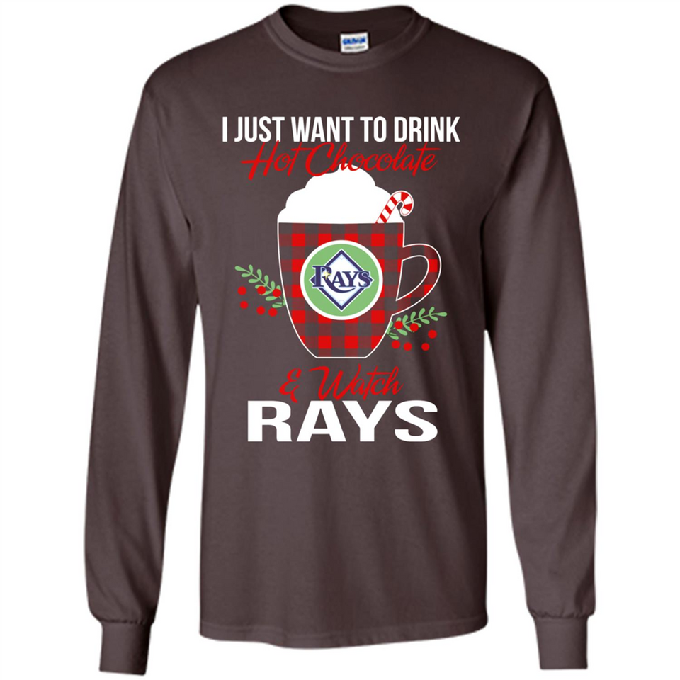 I Just Want To Drink Hot Chocolate & Watch Tampa Bay Rays Ugly Christmas Sweater PINGPONG
