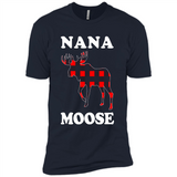 Nana Moose Funny Christmas Plaid Buffalo T-Shirt - Premium Short Sleeve T-Shirt