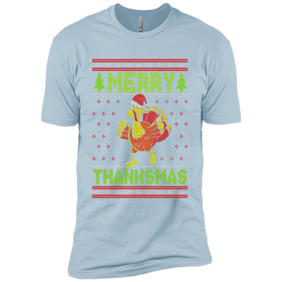 Merry Thankmas Ugly Xmas Thanksgiving Turkey Sweatshirt - Premium Short Sleeve T-Shirt