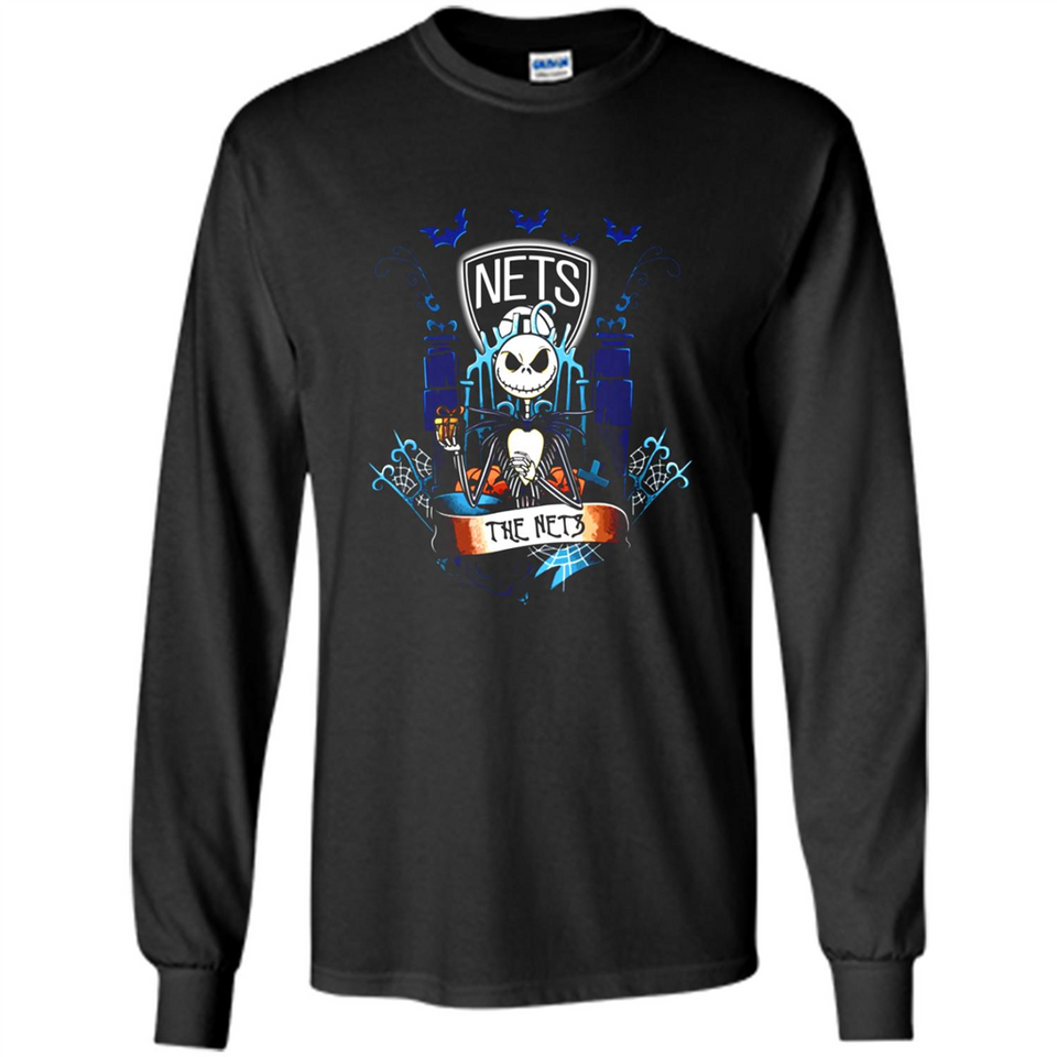 Brooklyn Nets Halloween The Nightmare Before Christmas - Long Sleeve T-Shirt