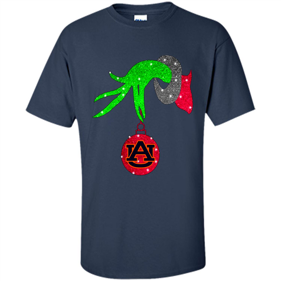 GRINCH HAND HOLDING AUBURN TIGERS GLITTER CHRISTMAS PINGPONG